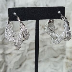 Elegant Silver Twisted Hoop Earrings